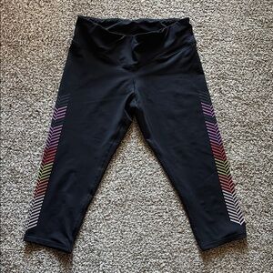 Champion crop Colorful Patterned Black Leggings Large